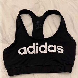 Adidas Black and White Logo Sports Bra
